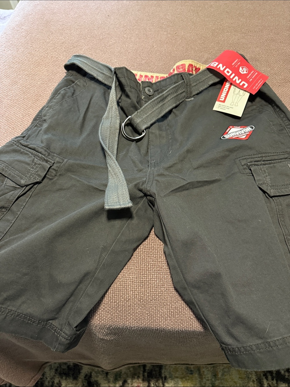 UNIONBAY Men's Black Cargo Shorts with Web Belt